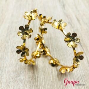 Argollas Flores Bronce con baño de Oro