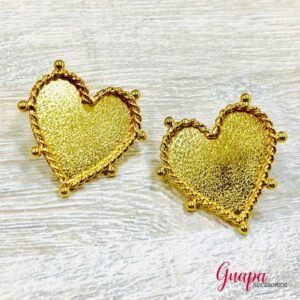 Aretes Corazón Bronce con baño de Oro
