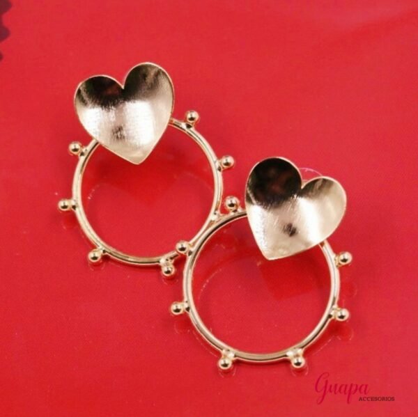 Aretes Corazón Bronce con baño de Oro