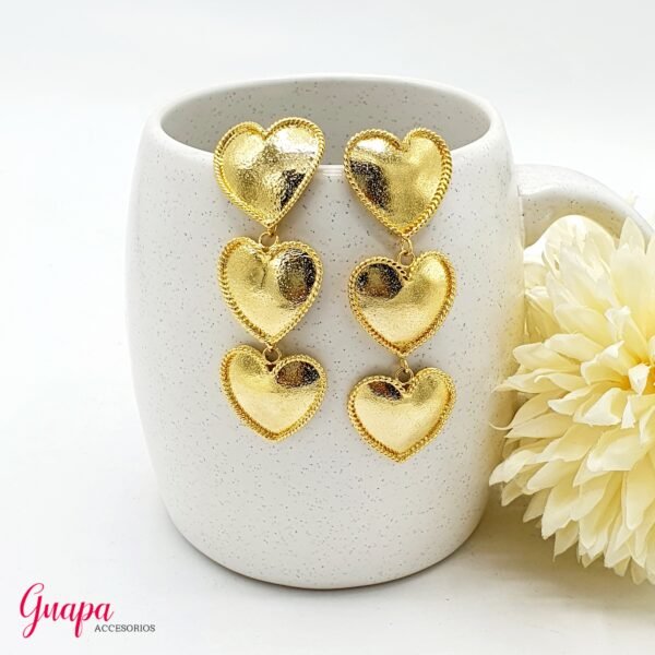 Arete Corazón Bronce con baño de Oro