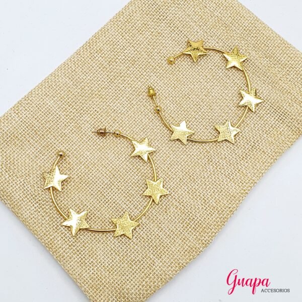 Argollas Estrellas Bronce con baño de Oro