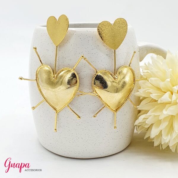 Aretes Corazón Bronce con Baño de Oro