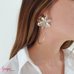 Argollas Flor Bronce con baño de Oro