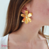 Aretes Flor Bronce con baño de Oro