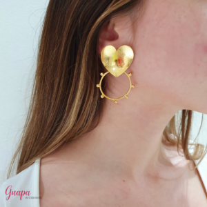 Aretes Corazón Bronce con baño de Oro