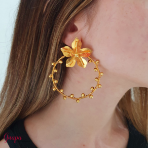 Aretes Flor Bronce con baño de Oro