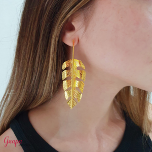 Aretes Hoja Bronce con baño de Oro