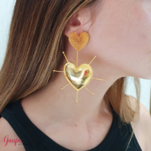 Aretes Corazón Bronce con Baño de Oro