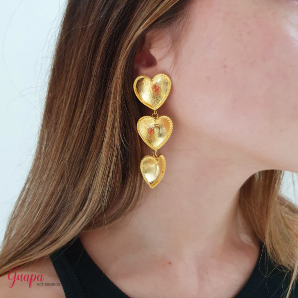 Aretes Corazón Bronce con baño de Oro