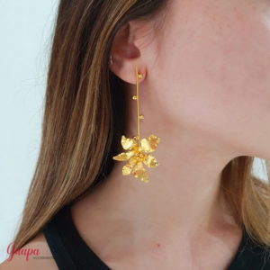 Aretes Flor Bronce con baño de Oro