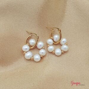 Argollas Acero & Perlas de Rio