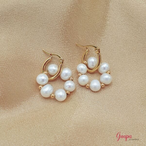 Argollas Acero & Perlas de Rio
