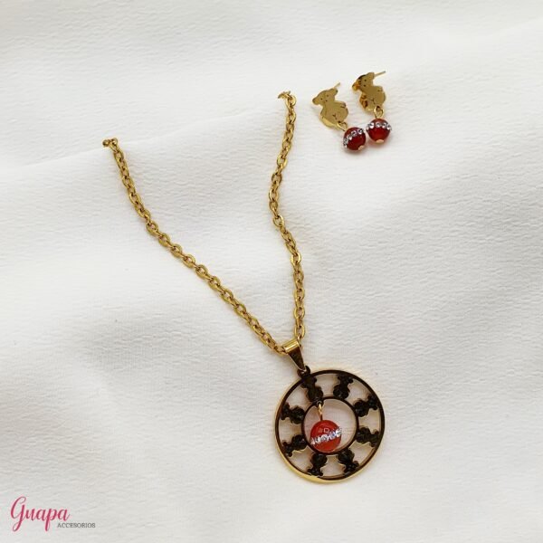 Juego Cadena & Aretes Acero Osito
