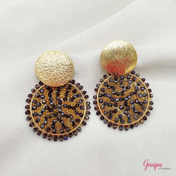 Aretes Bronce Tejidos con Cristales  & Mostacillas