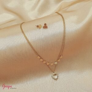 Juego Cadena & Aretes Acero Corazón
