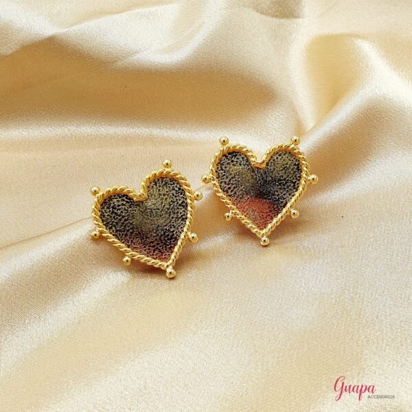 Aretes Corazón Bronce con baño de Oro