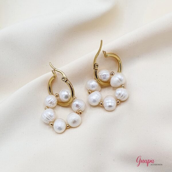 Argollas Acero & Perlas de Rio