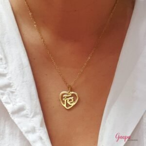 Juego Cadena & Aretes Acero Fé