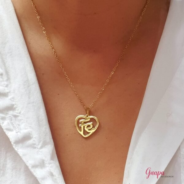 Juego Cadena & Aretes Acero Fé