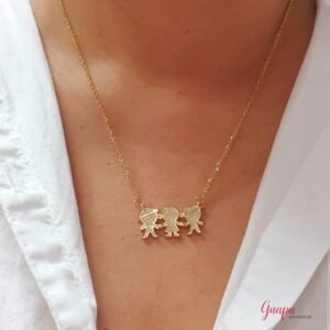 Cadena Goldfilled Familia - 2 niños 1 niña