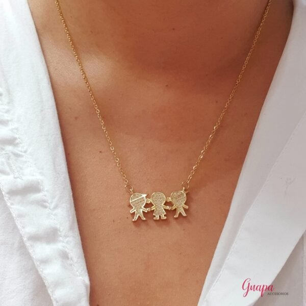 Cadena Goldfilled Familia - 2 niños 1 niña