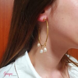 Argollas Bronce & Perlas de Río