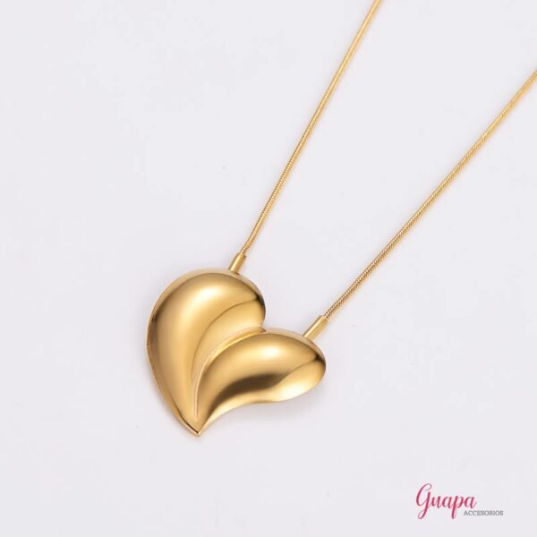 Juego Acero Corazón Cadena & Aretes