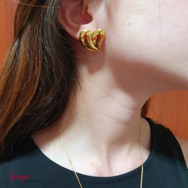 Juego Acero Corazón Cadena & Aretes