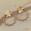 Aretes Flor Bronce con baño de Oro