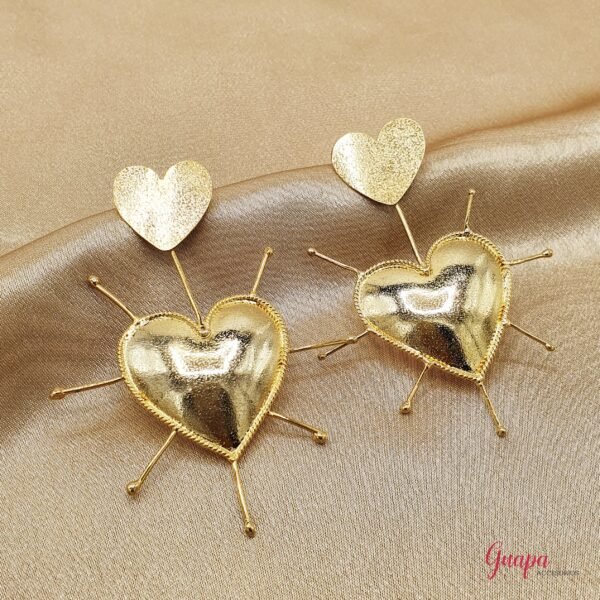 Aretes Corazón Bronce con Baño de Oro