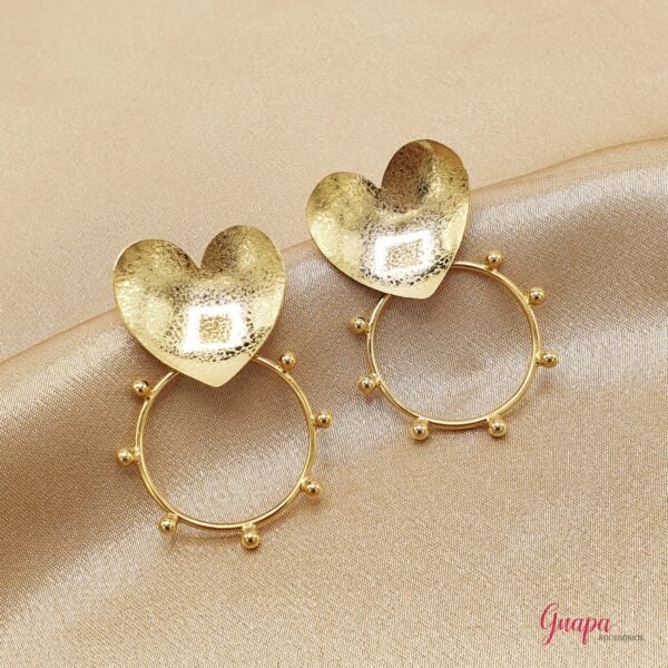 Aretes Corazón Bronce con baño de Oro