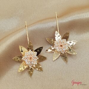 Aretes Flor Bronce con baño de Oro