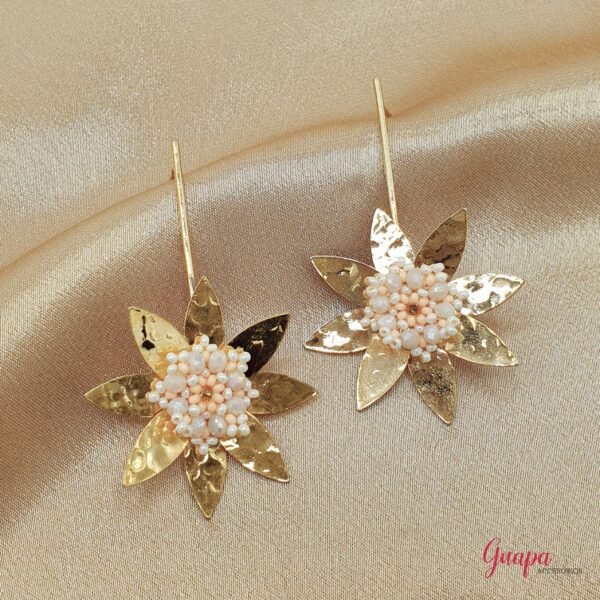 Aretes Flor Bronce con baño de Oro