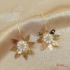 Aretes Flor Bronce con baño de Oro