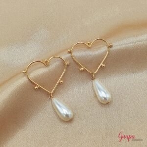 Aretes Corazón Bronce con baño de Oro
