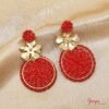 Aretes Bronce Tejidos con Cristales & Mostacillas