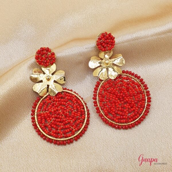 Aretes Bronce Tejidos con Cristales & Mostacillas