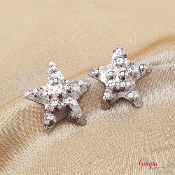 Aretes Estrella Bronce con baño de Níquel