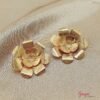 Aretes Flor Bronce con baño de Oro