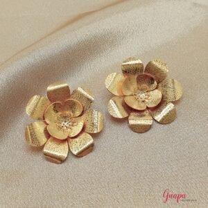 Aretes Flor Bronce con baño de Oro