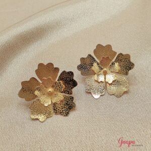 Aretes Flor Bronce con baño de Oro