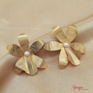 Aretes Flor Bronce con baño de Oro