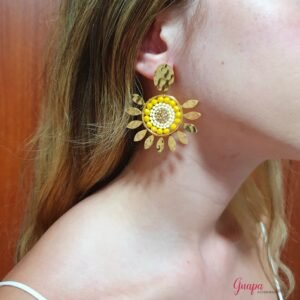 Aretes Girasol Bronce con baño de Oro