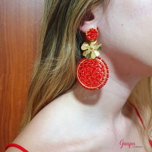 Aretes Bronce Tejidos con Cristales & Mostacillas