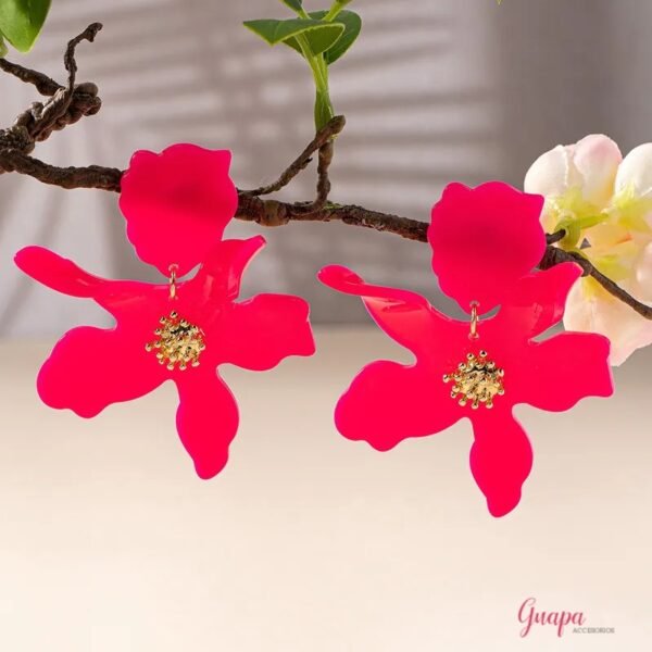 Aretes Flor Acrílicos