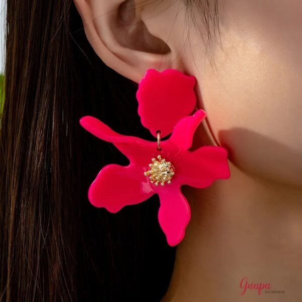 Aretes Flor Acrílicos