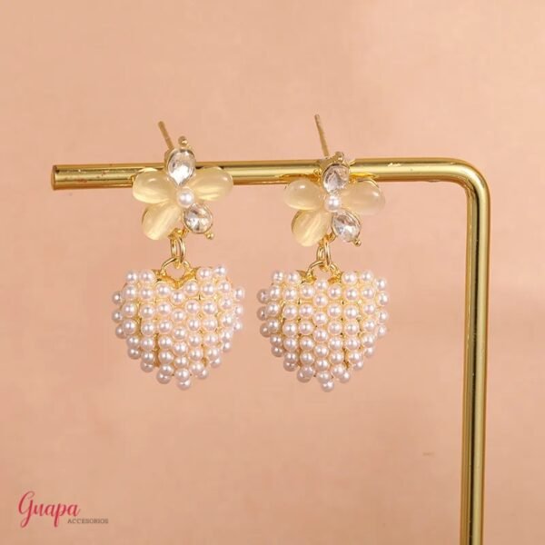 Aretes Corazón Perlas