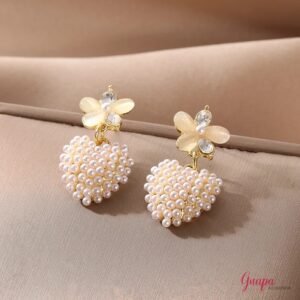 Aretes Corazón Perlas