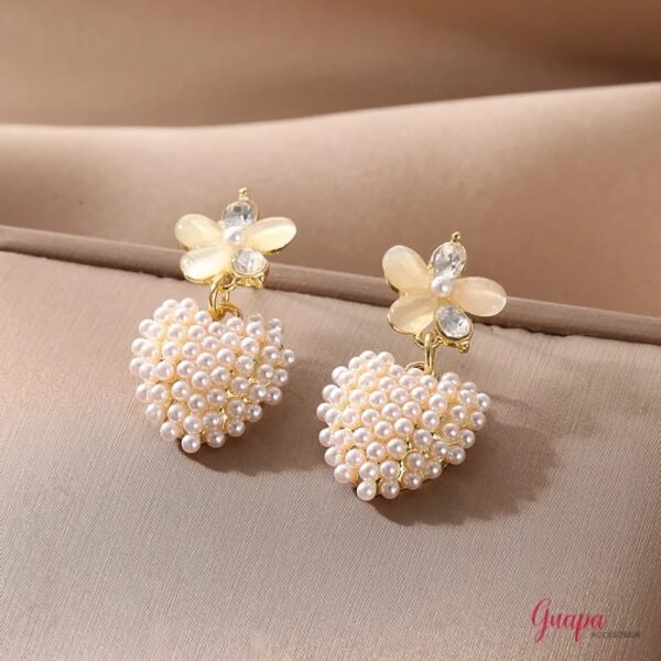 Aretes Corazón Perlas