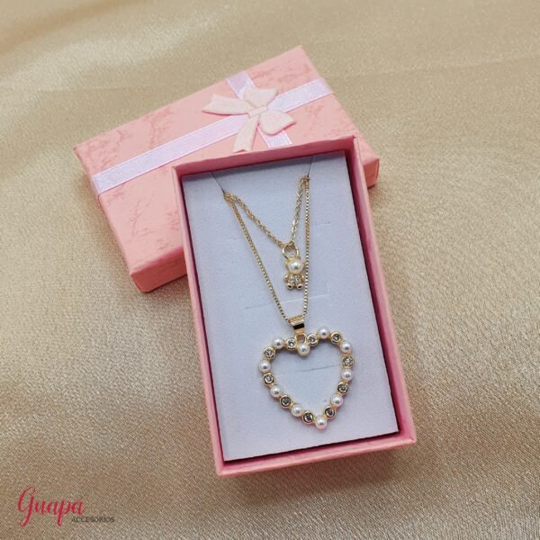 Cadena Goldfilled Multilayer Corazón Perlas